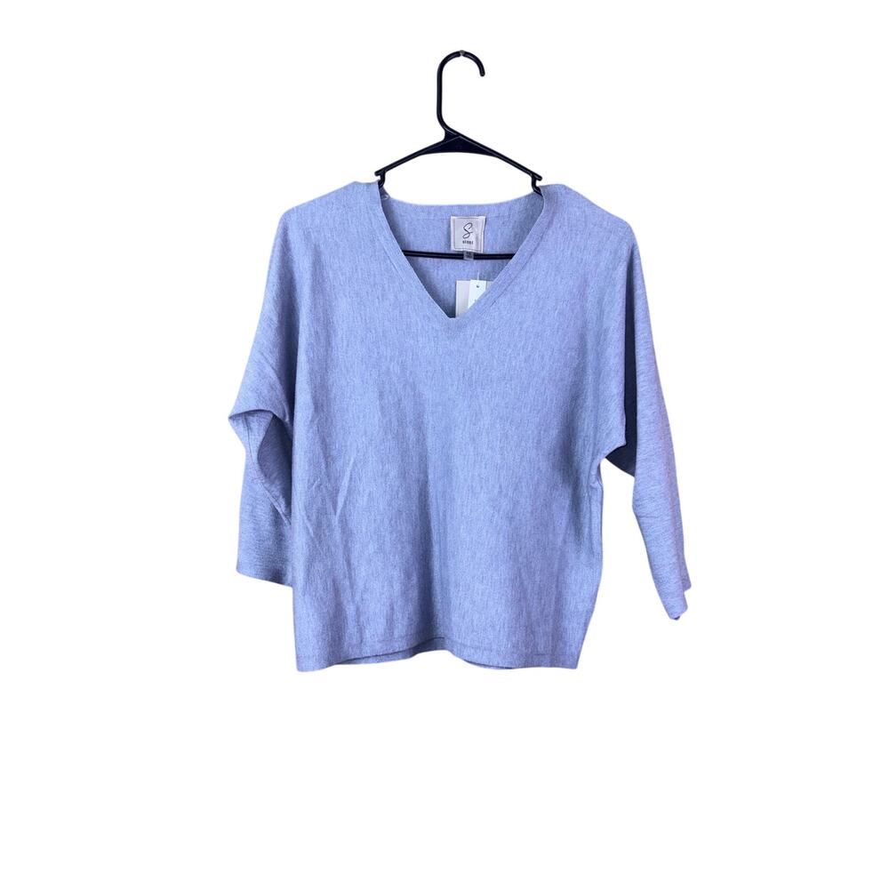 Women’s Light Blue V Neck Sweater Sioni XS NWT Dolman 3/4 Sleeve Relaxed